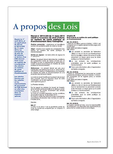 Registre Droit d'Alerte Santé Publique et Environnement - P061