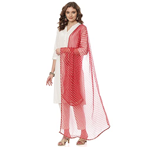 Image of Rangrit Women's Ethnic Red Polyester Dupatta