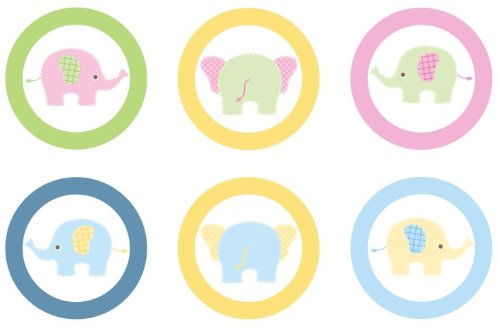 Little Elephants (Assorted Pastel) Edible Cupcake Toppers Decoration