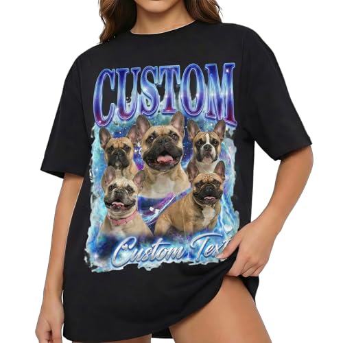 Custom Bootleg Rap Tee Personalized Face T-Shirt with Photo Text Vintage Graphic Shirt Gift for Him Her (Style02)