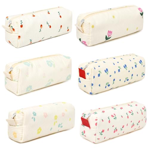 6 Pcs Makeup Bag Preppy Cosmetic Bag Bulk Floral Makeup Pouch Personalize Travel Toiletry Bag Organizer Cute DIY Makeup Brushes Storage Bag for Women