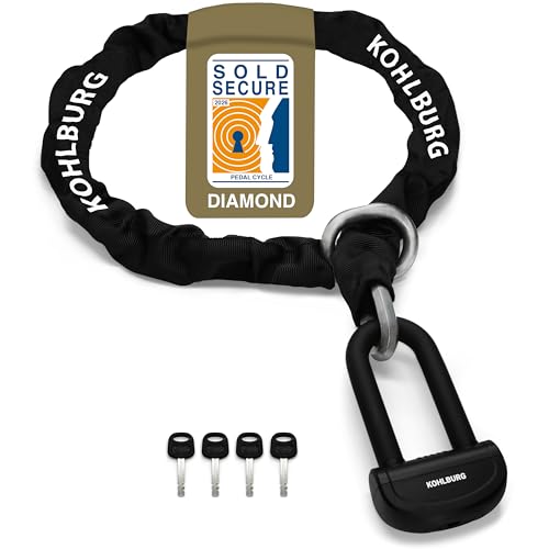 KOHLBURG catena antifurto massiccia per moto 6 kg, 150 cm di lunghezza, livello di sicurezza più alto 15+ su 15, catena in acciaio da 13 mm super robusta come antifurto per moto, scooter e e-bike