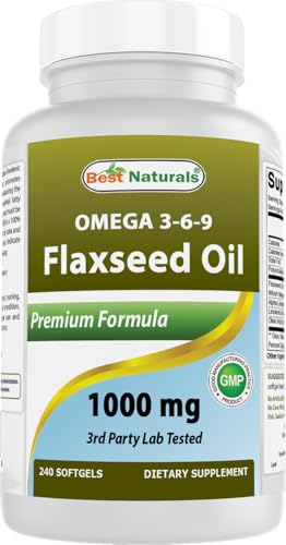 Best Naturals Flaxseed Oil 1000 mg 240 Softgels - Omega-3-6-9 for Heart Health