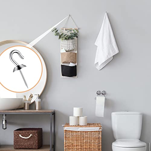 Image of Hotop 60 Pieces Push Pin Wall Hooks Metal Thumb Tack Hangers Iron Alloy Nail Decorative Picture Hooks for 20 Lbs Home Office School Party Supply (Silver)