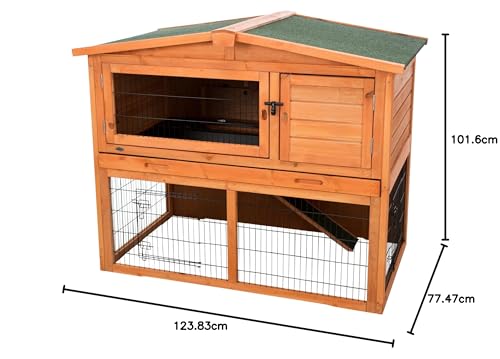 Trixie 62321 natura Kleintierstall mit Freilaufgehege, 124 × 102 × 78 cm, braun