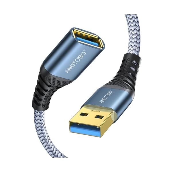 ANDTOBO USB Extension Cable 3.3ft, USB 3.0 Type A Male to Female Extender Cables High-Speed Data Transfer 5Gbps Compatible with Gamepad, Printer, Webcam, USB Keyboard, Flash Drive, Hard Drive