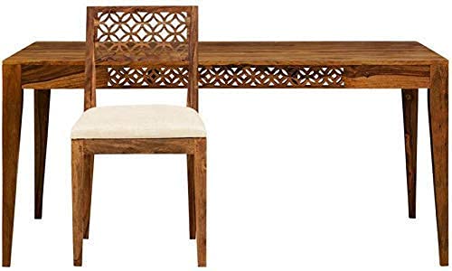 Image of SHRI MINTU'S ART Sheesham Wood Dining Table 6 Seater | Six Seater Dinning Table with 6 Chairs for Home | Dining Room Sets for Kitchen & Restaurants | Chairs with Cushion | Rosewood, Natural Finish