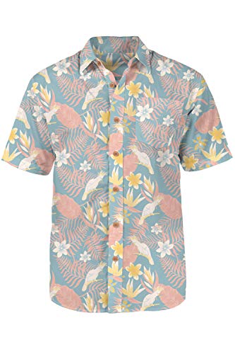 Tipsy Elves Men's Blue Talk Birdie to Me Hawaiian Button Down Shirt Size XX-Large