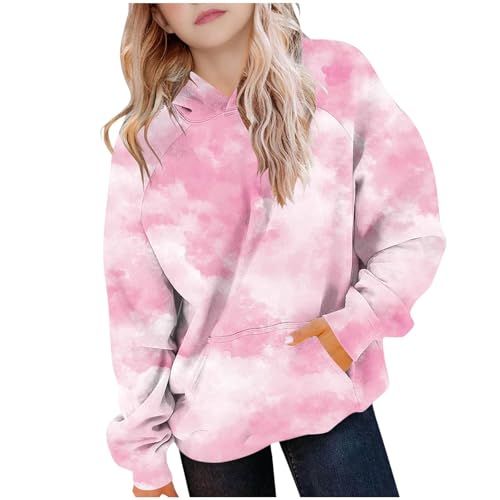 Girls Tie Dye Sweatshirts Comfy Oversized Pullover Hoodies with Pockets Kids Fall Clothes Loose Fit Hooded Sweatshirt