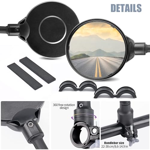 Newlight66 Bike Mirror, Adjustable Handlebar Rear View Mirrors For Mountain Road Bike Bicycle Electric Motorcycle (Black-2PC) by Newlight66 - Image 4
