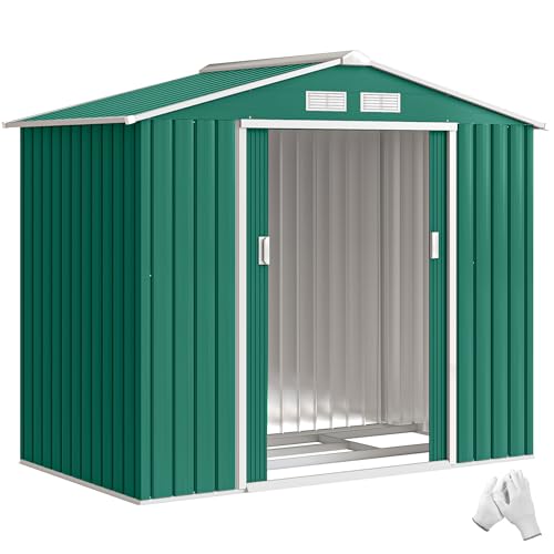 Outsunny Casetta da Giardino 2.5m² in Acciaio Zincato con Basamento