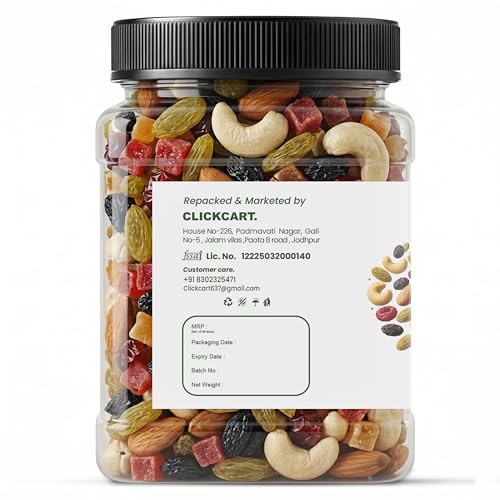 Image of Avogro Premium Mixed Dry Fruits 250gm | Almonds, Cashews, Kishmish, Apricots & Seeds Mix | Fresh Crunchy Nut & Fruit Jar Pack for Snacking & Gifting