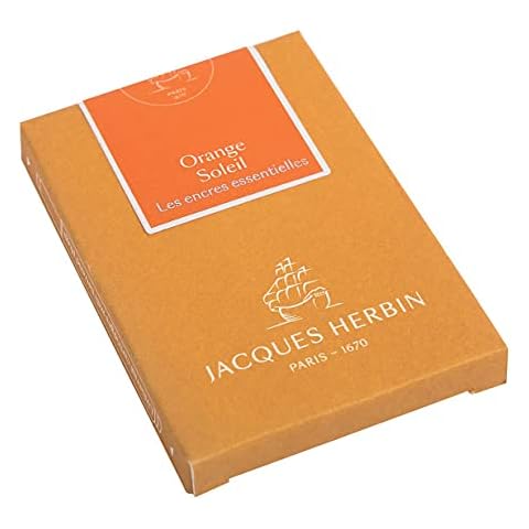 Jacques Herbin - Ref 11057JT - Ink Cartridges for Fountain Pens & Rollerball Pens - International Size - Orange Soleil / Sun Orange - Box of 7 Cartridges - Jacques Herbin Prestige Collection Cover