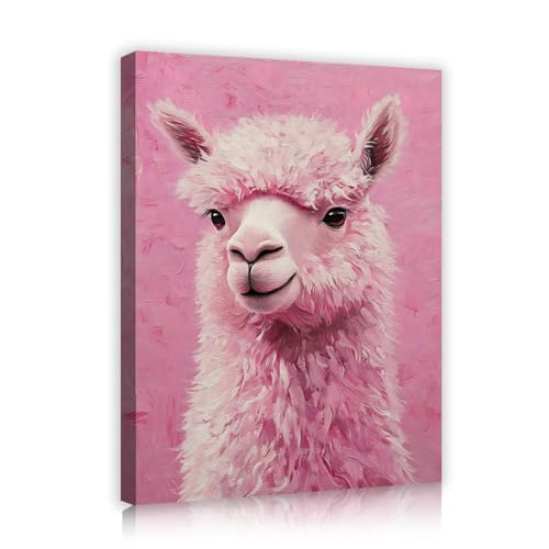 Tableau sur toile alpaga style fantaisie rose 38x50cm monté sur cadre intérieur robuste