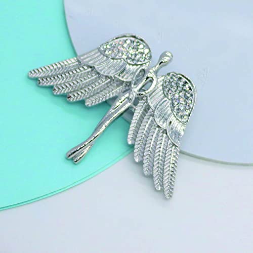 Image of Crystal Angel Wings Brooch Pin Elegant Rhinestone Statement Brooches Fashion Corsage Suit Jewelry Accessories for Men Women Gift Gold Silver Plated