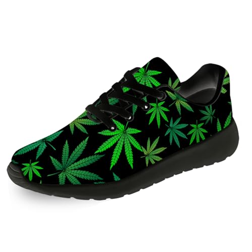 Womens Mens Weed Print Shoes Comfortable Breathable Tennis Running Gym Shoes Walking Sneakers Gifts for Him Her