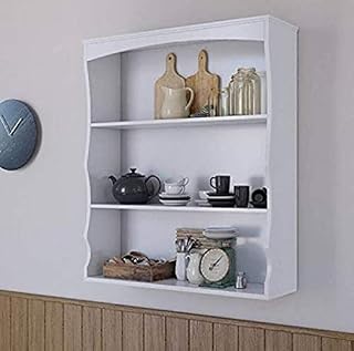 Home Source Wall Mounted Shelves Painted White 3 Book Shelves Ideal for Kids Bedroom Kitchen