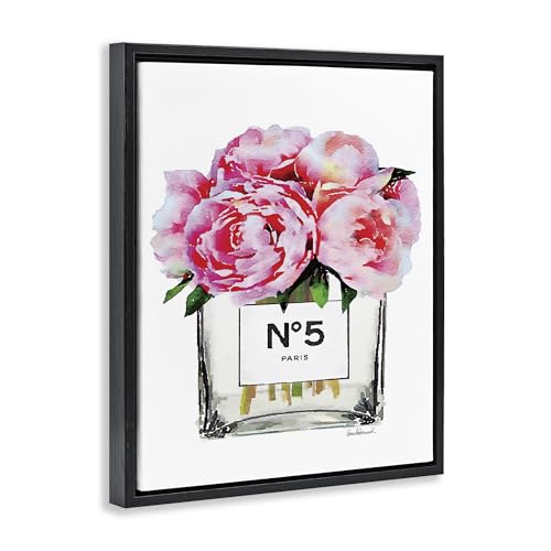 Image of Glam Paris Vase Peony Still Life, 16 x 20 Inch Canvas in Floater Frame | Stupell Industries . By Amanda Greenwood . Ready to hang . Made in USA