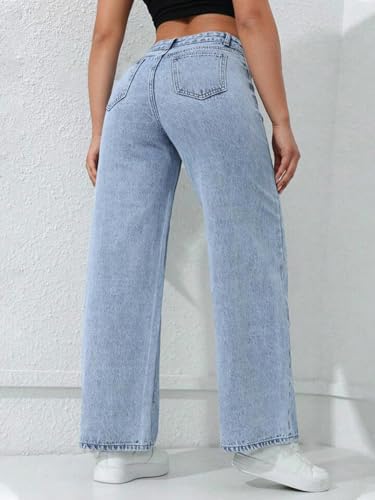 Image of CHKOKKO Women High Rise Denim Solid Regular Fit Jeans
