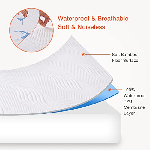 Full Size Mattress Protector, Sweetnight Waterproof Mattress Protector Against Liquids & Stain Resistant, Breathable Bamboo Mattress Protector Full For Noiseless Sleep, Fitted 8"-18" Deep & Easy Care #TOP2