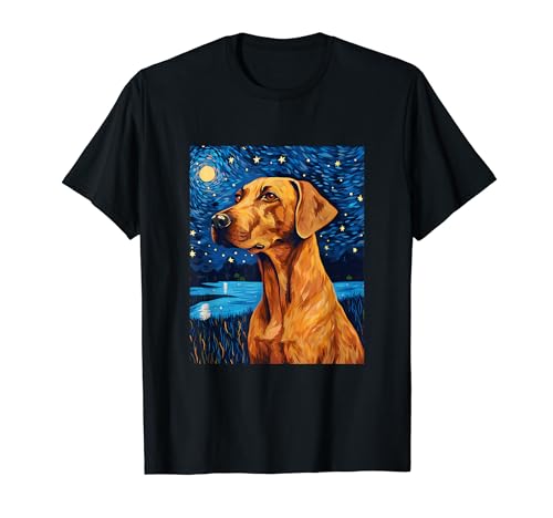 Rhodesian Ridgeback Starry Night Van Gogh T-Shirt