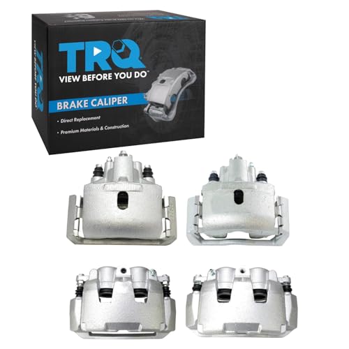 Image of TRQ Front and Rear Brake Caliper Set Zinc Coated Brackets Compatible with 2007-2009 Chrysler Aspen 2007-2009 Dodge Durango 2009-2010 Dodge Ram 1500 2011-2018 Ram 1500