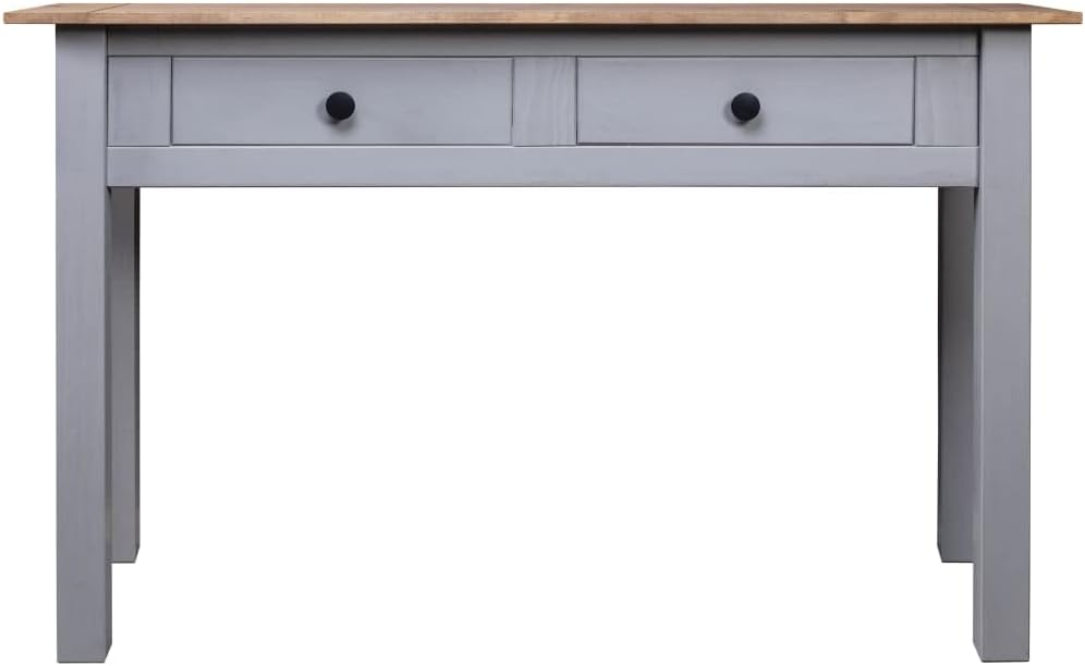 Wooden Writing Computer Desk with 2 Drawers, Home Office Desk Writing Study Table for Bedroom, Console Table for Living Room, Gray 43.3"x15.7"x28.3"(G)