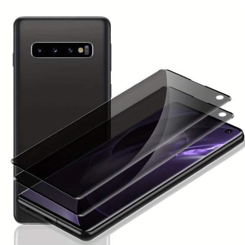 [2 Pack] Galaxy S10 Privacy Screen Protector 3D Curved Tempered Glass Anti-Spy 9H Hardness Film for Samsung Galaxy S10 6.1 [Dont Support Fingerprint Unlock] Scratch Resistant Bubble Free