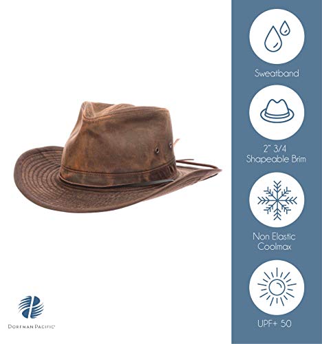 Dorfman Hat Co. Men's Outback Hat with Chin Cord (X-Large, Bark) - Thumbnail 3