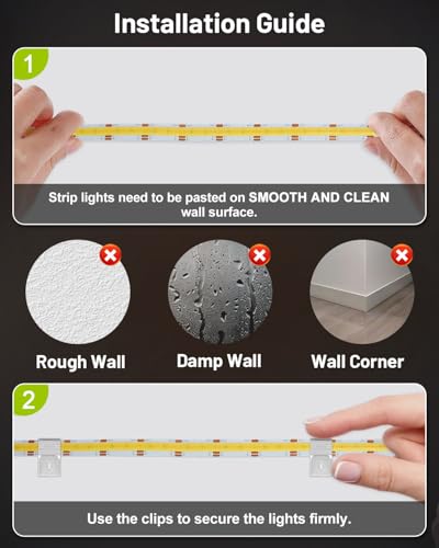 Image of COB LED Strip Lights 32.8ft, Dimmable White CCT Tunable 2300K-6500K, DC 24V High Lumen Cuttable LED Tape Light, 6080 LED 48W CRI 90, APP Remote Control, Music Mode, For Home DIY, Living Room, Bedroom