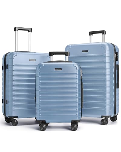 LIGHT FLIGHT Luggage Sets, 3 Piece Durable Suitcase Set with Spinner Wheels, 3 Pcs Hard Shell...