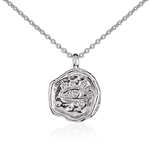 Zavana Collar con collar de mal de ojo con cadena y colgante en forma de disco irregular mal de ojo. Preciosos collares para mujeres y niñas. Joyas de moda de calidad de Zavana, latón Cover