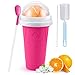 Slushy Maker Cup, Slush Ice Becher, Magic Freez, Wiederverwendbare Plastikbecher mit Deckel und Löffel für EIS Selber Machen, Pink
