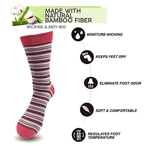 Lavencious Mens Black and Multi-Color Dress Socks, Viscose Fiber Crew Socks for Men Socks Size 10-13, 5/6 Pairs4