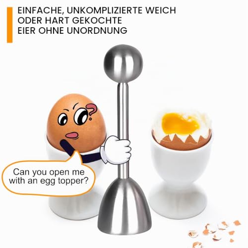Foto von Eieröffner mit Kugel Hochwertigem Edelstahl, Eierköpfer Eier Cutter Eierköpfer Edelstahl Eier Cutter Eierköpfer aus Hochwertigem Edelstahl für Harte und Weiche Eier Harte Gekochtes Eier-Zeitsparend!