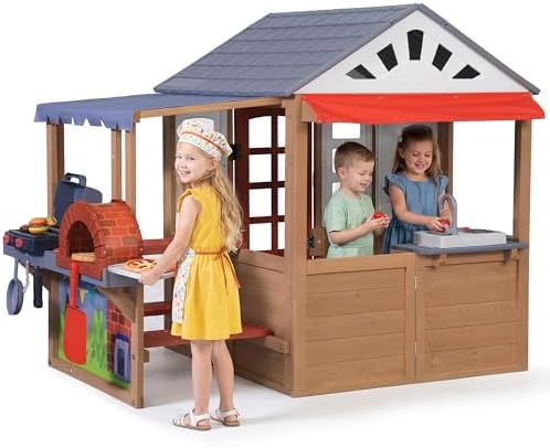 Kids Outdoor Wooden Playhouse, Cedar Wooden Play House for Ages 3...