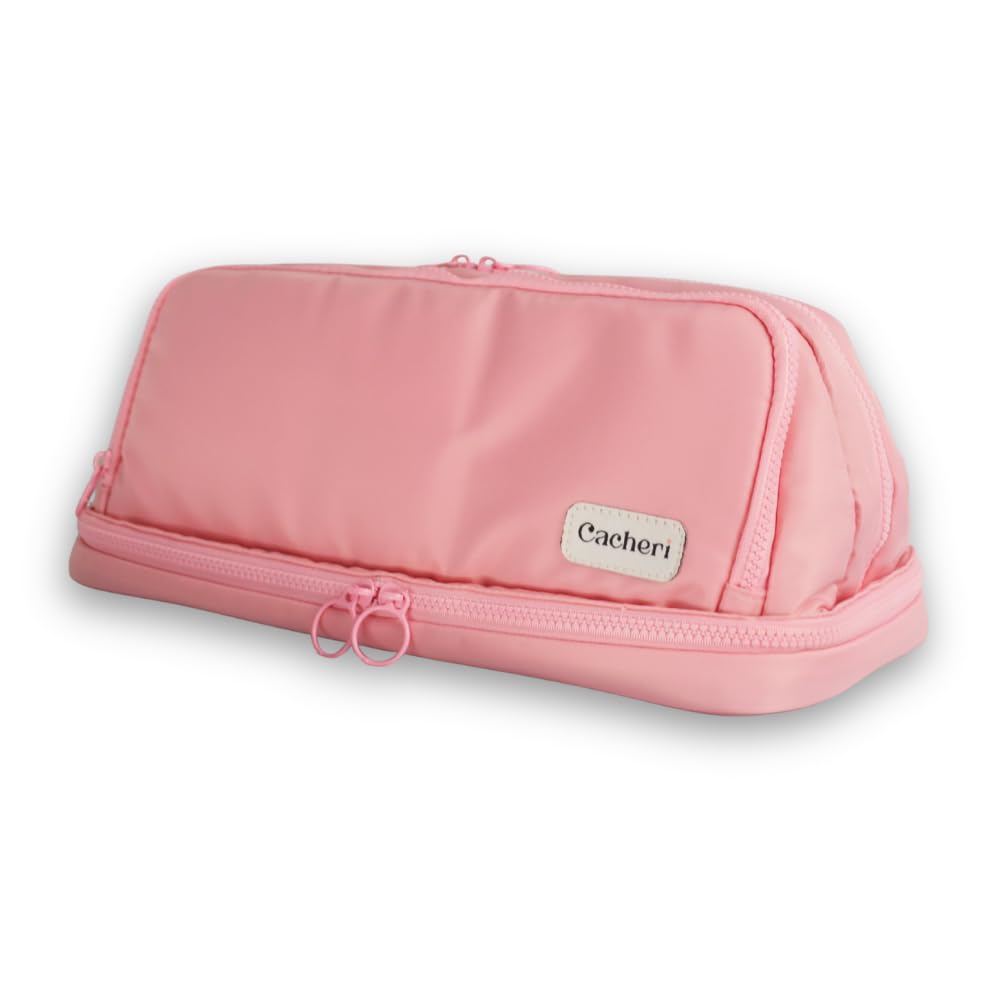 Cacheri All in One Toiletry Bag for Women Makeup, Jewelry & Hair Tool Organizer with Heat-Resistant Pocket Travel Cosmetic Case with Red Lining