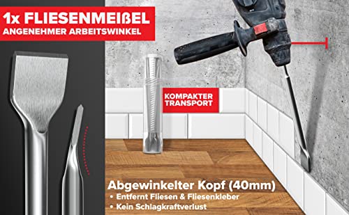 image for KSP-Tec - SDS-Plus Chisel Set for SDS+ Rotary Hammers – with Tile Ch