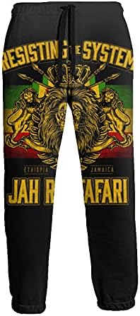 djoamyo Jamaican Lion Flag Sports Sweatpants 3D Printed Pants Trousers Men Jogging Sweatpants with Drawstring