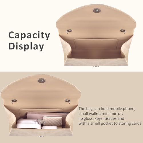 Pacetap Clutch Purses For Women, Elegant Suede Nude Evening Bag For Women Formal thumb #3