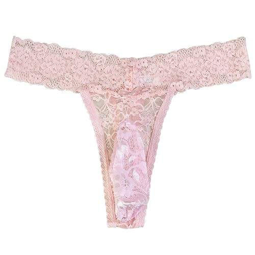PLWalker Mens Sissy Thong Underwear Panties Lingerie, Sexy Feminine Lace