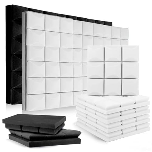 Paneles de espuma acústica blanca para interiores, 6 piezas, para aislamiento de sonido en estudio y tratamiento de ruido miniatura 2