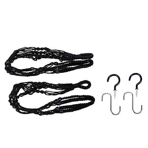 Panier à fleurs noir suspendu ORFOFE en coton tressé robuste