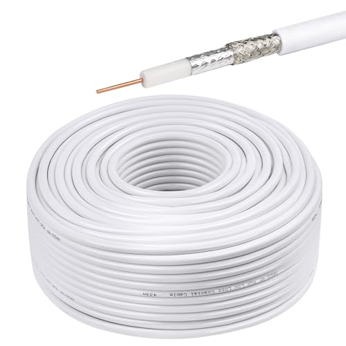 Câble coaxial RG6 blanc de 60m par XRDS -RF avec conducteur en cuivre nu 75 Ohm