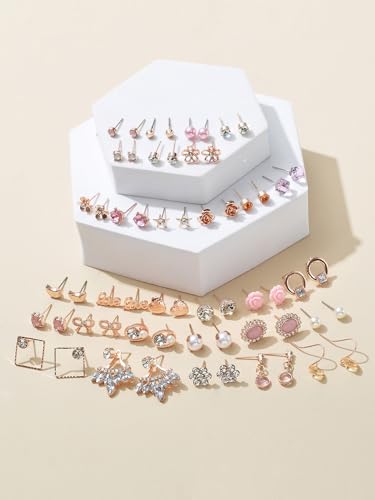 Image of Shining Diva Fashion 30 Pairs Combo Set Stylish Crystal Pearl Earrings for Women and Girls