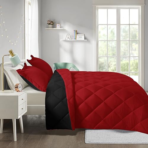 HIG 3pc Red/Black Twin/Twin XL Bedding Comforter Set Duvet Insert Blanket