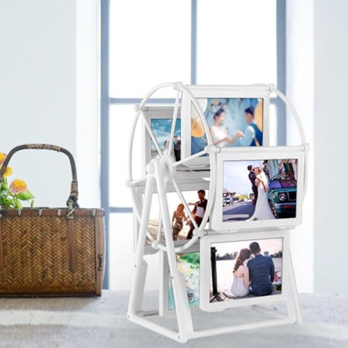 Cornice per foto con ruota panoramica girevole, stile retrò, vintage, con 6 foto, da tavolo, per albero genealogico, fai da te, graziose cornici multiple, per compleanno, matrimonio, anniversario