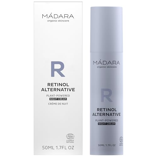 MÁDARA Crema de noche vegetal alternativa Retinol 50 ml – Crema hidratante antiedad profunda con Bidens Pilosa y agua de abedul, suaviza las arrugas, líneas finas, elasticidad, vegano