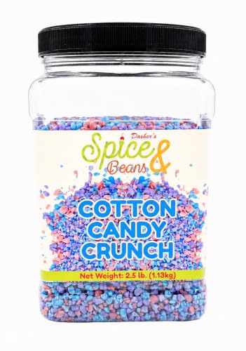 Image of Cotton Candy Crunch 2.5 lb | Dessert Topping & Decoration for Ice Cream, Sundaes, Cakes, Cupcakes, Milkshakes & Frozen Yogurt | Bulk Reusable Bottle | Dasher's Spice & Beans