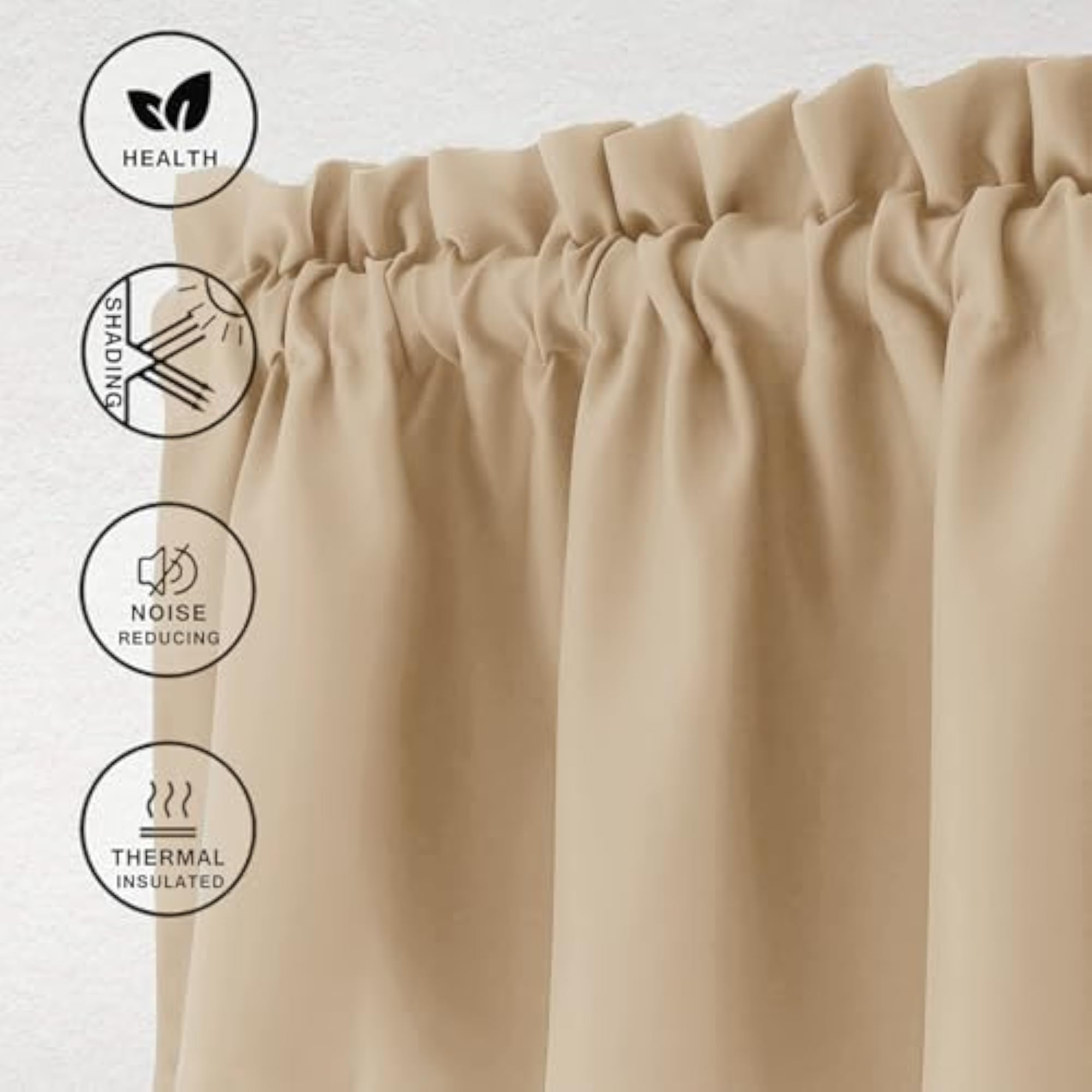 Blackout Thermal Insulated Solid Window Curtain Valance